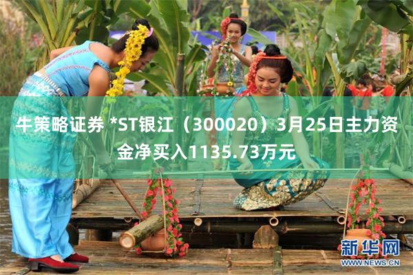 牛策略证券 *ST银江（300020）3月25日主力资金净买入1135.73万元