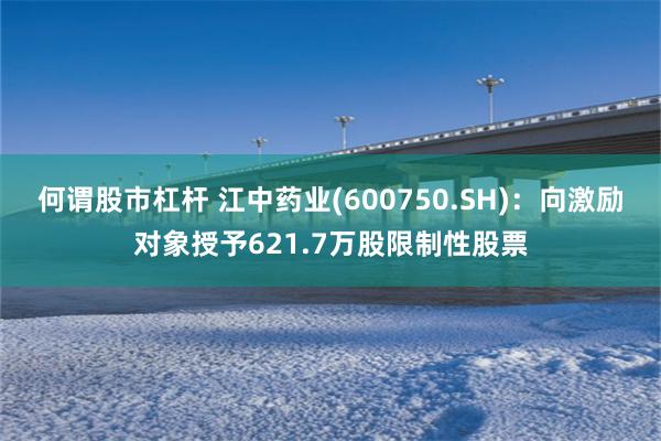 何谓股市杠杆 江中药业(600750.SH)：向激励对象授予621.7万股限制性股票