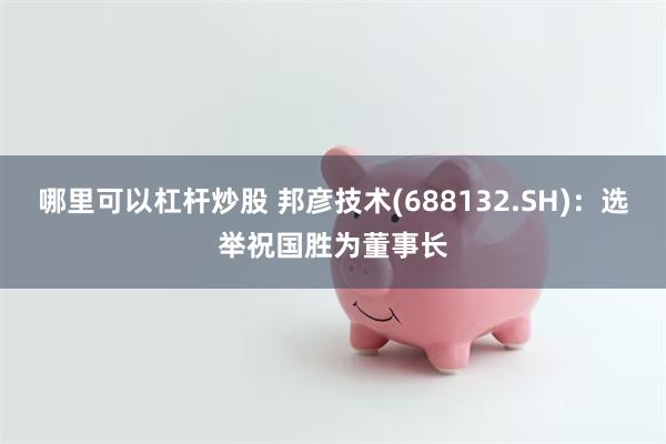 哪里可以杠杆炒股 邦彦技术(688132.SH)：选举祝国胜为董事长