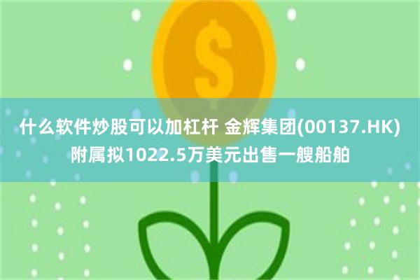 什么软件炒股可以加杠杆 金辉集团(00137.HK)附属拟1022.5万美元出售一艘船舶