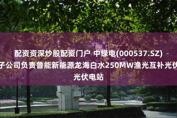 配资资深炒股配资门户 中绿电(000537.SZ)投设子公司负责鲁能新能源龙海白水250MW渔光互补光伏电站