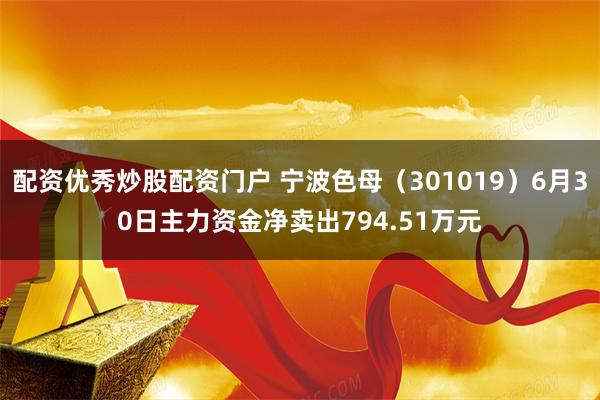 配资优秀炒股配资门户 宁波色母（301019）6月30日主力资金净卖出794.51万元