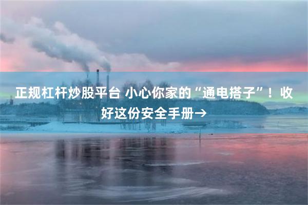 正规杠杆炒股平台 小心你家的“通电搭子”！收好这份安全手册→