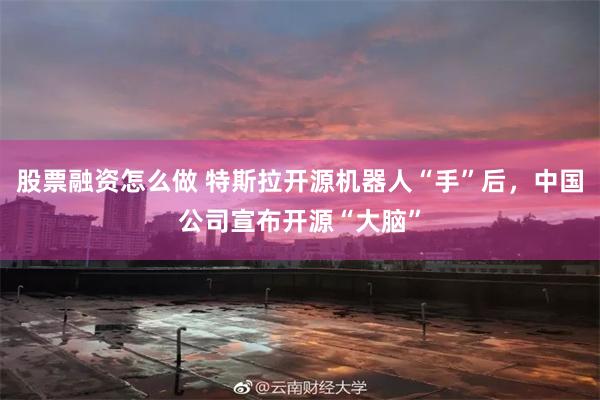 股票融资怎么做 特斯拉开源机器人“手”后，中国公司宣布开源“大脑”