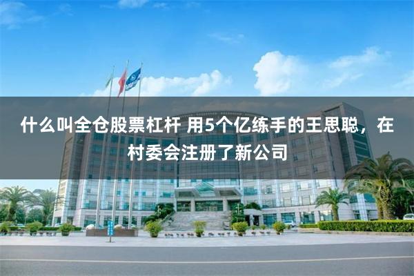 什么叫全仓股票杠杆 用5个亿练手的王思聪，在村委会注册了新公司