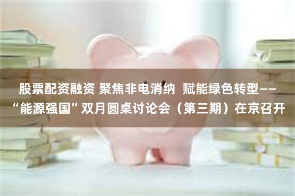股票配资融资 聚焦非电消纳  赋能绿色转型——“能源强国”双月圆桌讨论会（第三期）在京召开