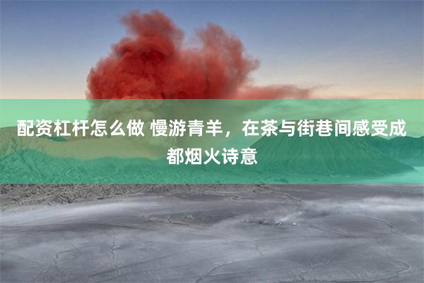 配资杠杆怎么做 慢游青羊,在茶与街巷间感受成都烟火诗意